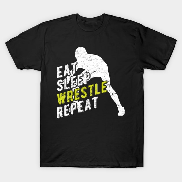 Eat Sleep Wrestle Repeat T-Shirt by themerchnetwork